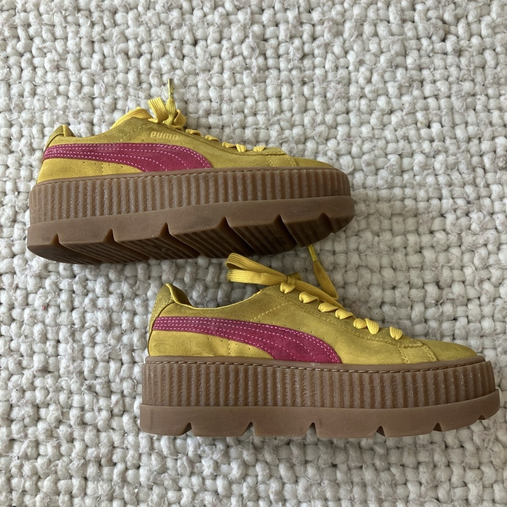 Puma Fenty x Rihanna Cleated Creeper Platform‎ Sneaker Womens Size 7 Lemon/Rose